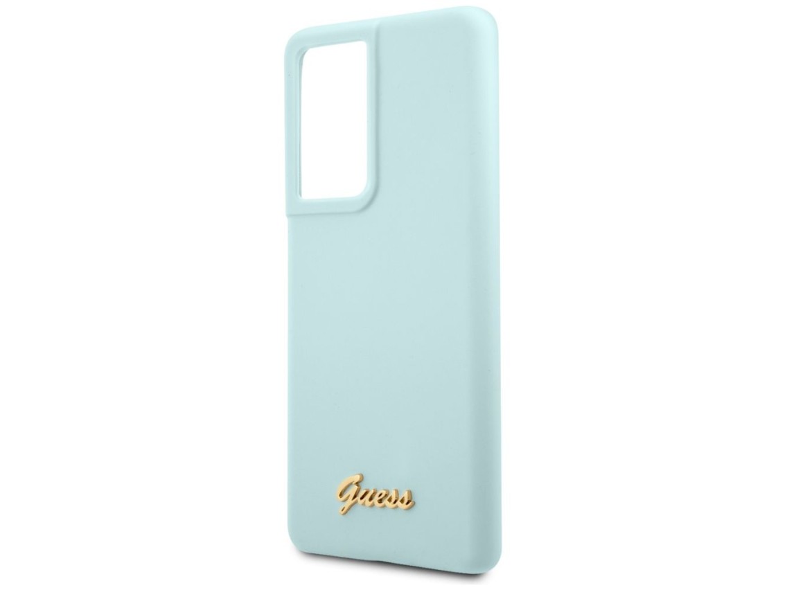 Guess GUHCS21LLSLMGLB S21 Ultra G998 blue/blue hardcase Silicone Script Metal Logo