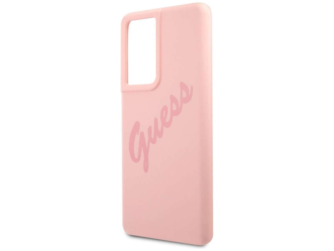 Estuche rígido Guess GUHCS21LLSVSPI S21 Ultra G998 rosa/rosa Script Vintage
