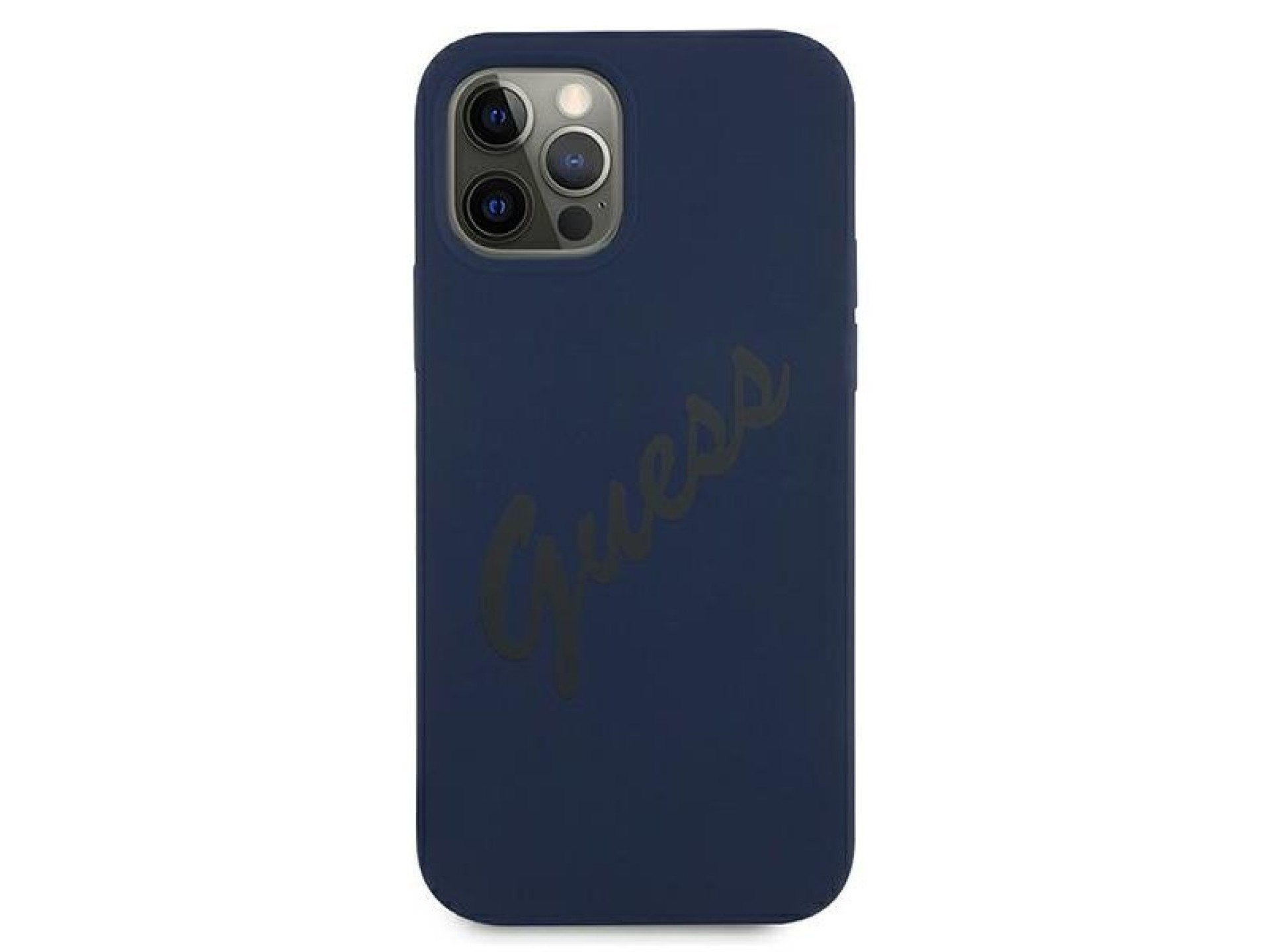 Capa rígida azul/azul com script vintage Guess GUHCP12MLSVSBL para iPhone 12/12 Pro de 6,1 polegadas