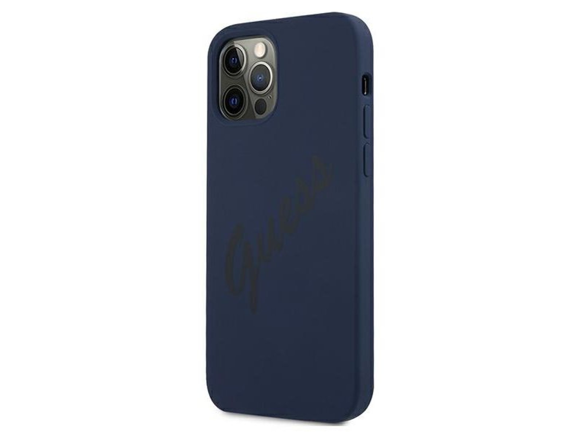 Capa rígida azul/azul com script vintage Guess GUHCP12MLSVSBL para iPhone 12/12 Pro de 6,1 polegadas