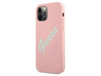Capa r�gida de silicone vintage Guess GUHCP12MLSVSPG para iPhone 12/12 Pro 6.1" nas cores verde-rosa