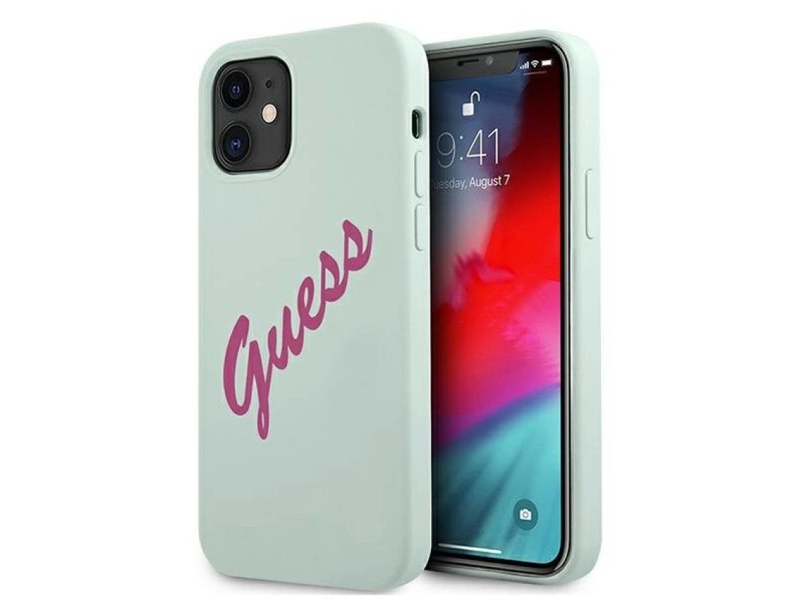 Capa rígida de silicone vintage Guess GUHCP12SLSVSBF para iPhone 12 mini 5.4" azul fúcsia/azul fúcsi