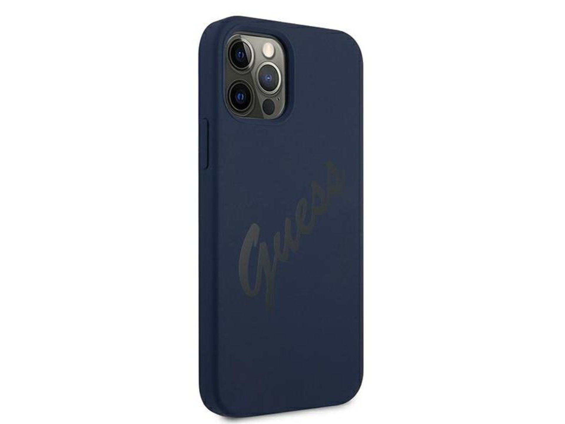 Capa rígida azul/azul com script vintage Guess GUHCP12MLSVSBL para iPhone 12/12 Pro de 6,1 polegadas