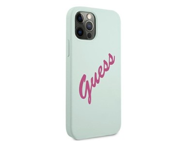 Funda r�gida de silicona vintage Guess GUHCP12LLSVSBF para iPhone 12 Pro Max de 6,7" color azul fucs
