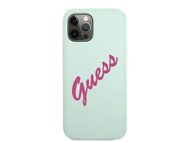 Funda r�gida de silicona vintage Guess GUHCP12LLSVSBF para iPhone 12 Pro Max de 6,7" color azul fucs