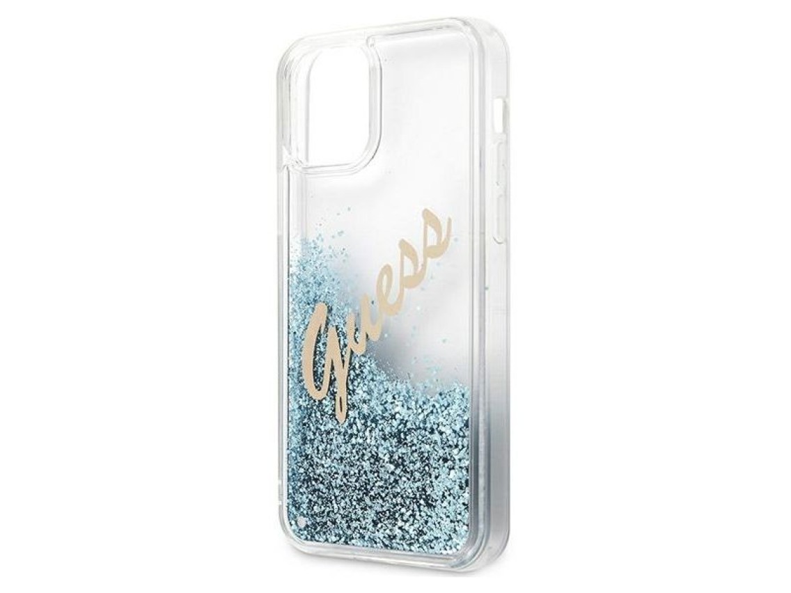 Guess GUHCP12LGLVSBL iPhone 12 Pro Max 6.7" blue/blue hardcase Glitter Vintage Script