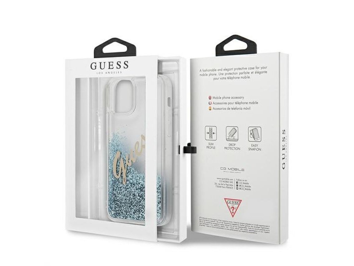 Guess GUHCP12LGLVSBL iPhone 12 Pro Max 6.7" blue/blue hardcase Glitter Vintage Script