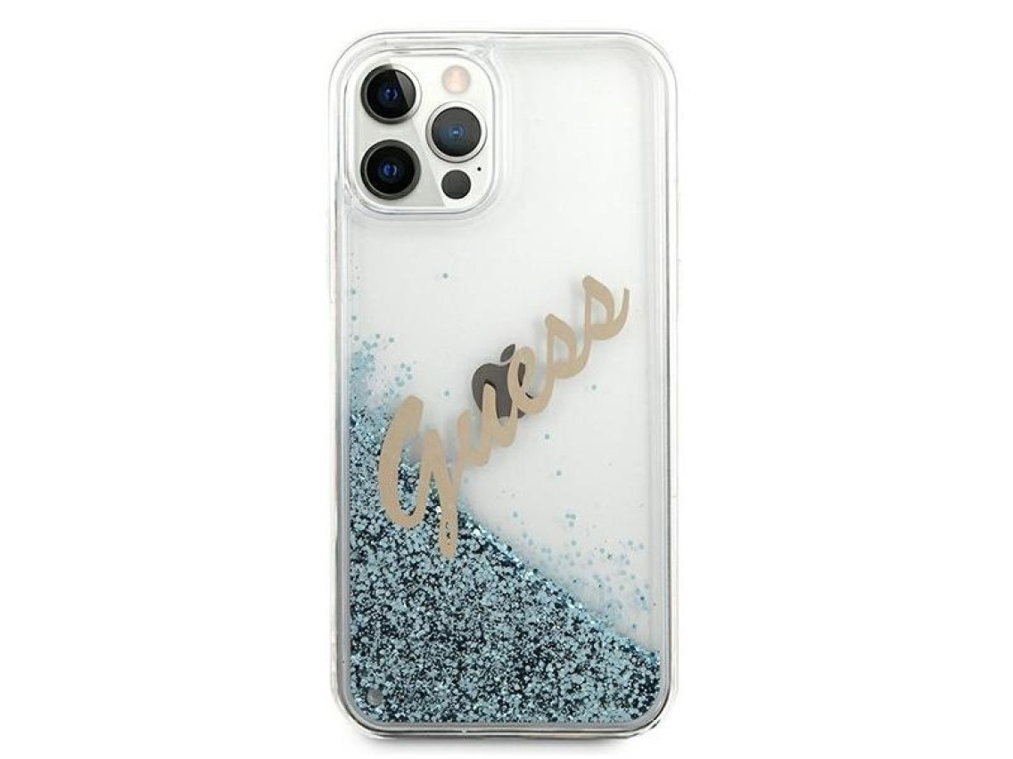 Guess GUHCP12LGLVSBL iPhone 12 Pro Max 6.7" blue/blue hardcase Glitter Vintage Script