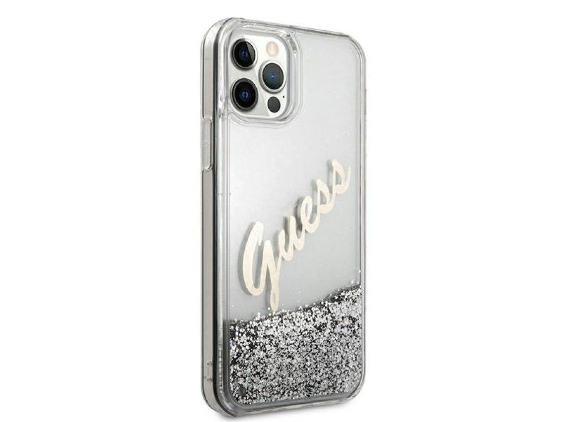 Guess GUHCP12LGLVSSI iPhone 12 Pro Max 6.7" silver/silver hardcase Glitter Vintage Script