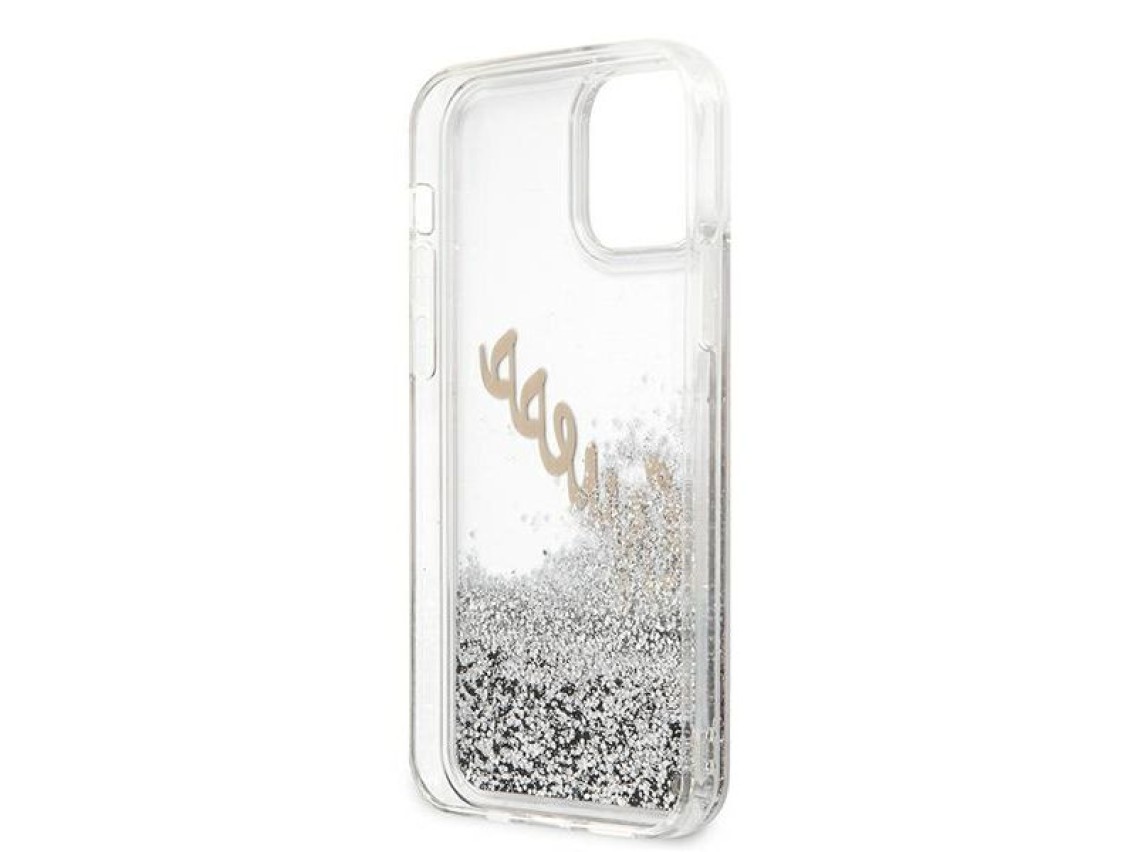 Guess GUHCP12LGLVSSI iPhone 12 Pro Max 6.7" silver/silver hardcase Glitter Vintage Script