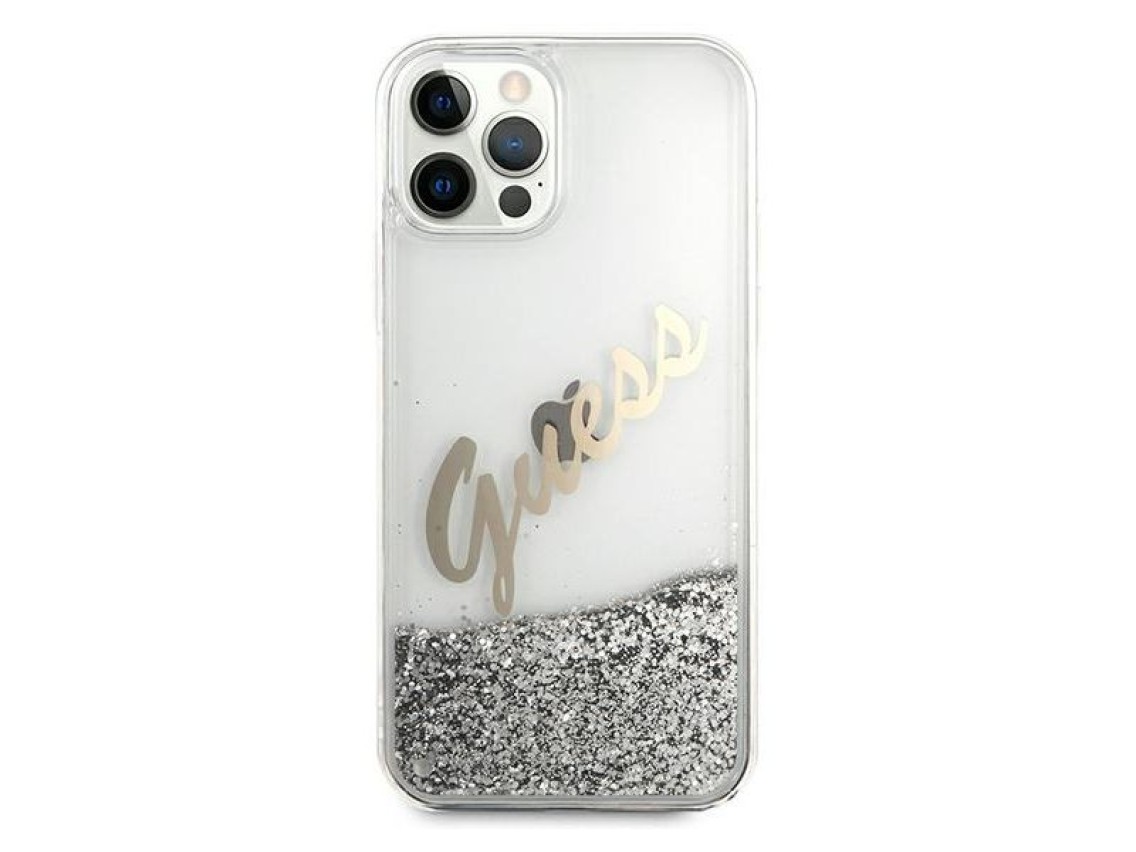 Guess GUHCP12LGLVSSI iPhone 12 Pro Max 6.7" silver/silver hardcase Glitter Vintage Script