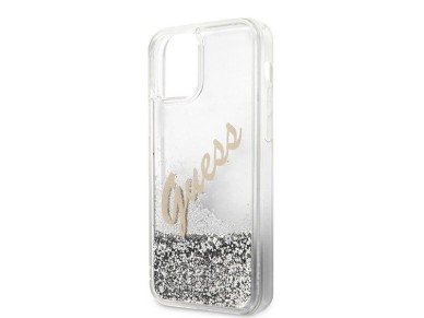 Guess GUHCP12LGLVSSI iPhone 12 Pro Max 6.7" silver/silver hardcase Glitter Vintage Script Guess GUHCP12LGLVSSI iPhone 12 Pro Max 6.7" silver/silver hardcase Glitter Vintage Script