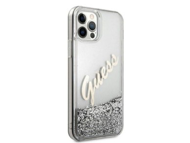 Guess GUHCP12LGLVSSI iPhone 12 Pro Max 6.7" silver/silver hardcase Glitter Vintage Script Guess GUHCP12LGLVSSI iPhone 12 Pro Max 6.7" silver/silver hardcase Glitter Vintage Script