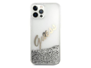 Guess GUHCP12LGLVSSI iPhone 12 Pro Max 6.7" silver/silver hardcase Glitter Vintage Script Guess GUHCP12LGLVSSI iPhone 12 Pro Max 6.7" silver/silver hardcase Glitter Vintage Script