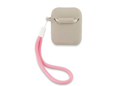 Capa para AirPods Guess GUACA2LSVSGP em silicone vintage cinza rosa/rosa acinzentado