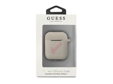 Capa para AirPods Guess GUACA2LSVSGP em silicone vintage cinza rosa/rosa acinzentado