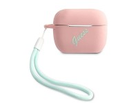 Capa Guess GUACAPLSVSPG para AirPods Pro, em silicone verde-rosado/rosa-esverdeado vintage.