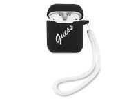 Capa para AirPods Guess GUACA2LSVSBW em silicone preto/branco estilo vintage Capa para AirPods Guess GUACA2LSVSBW em silicone preto/branco estilo vintage