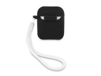 Capa para AirPods Guess GUACA2LSVSBW em silicone preto/branco estilo vintage Capa para AirPods Guess GUACA2LSVSBW em silicone preto/branco estilo vintage