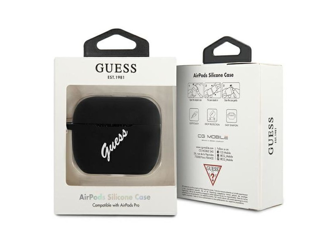 Guess GUACAPLSVSBW AirPods Pro cover black/white Silicone Vintage
