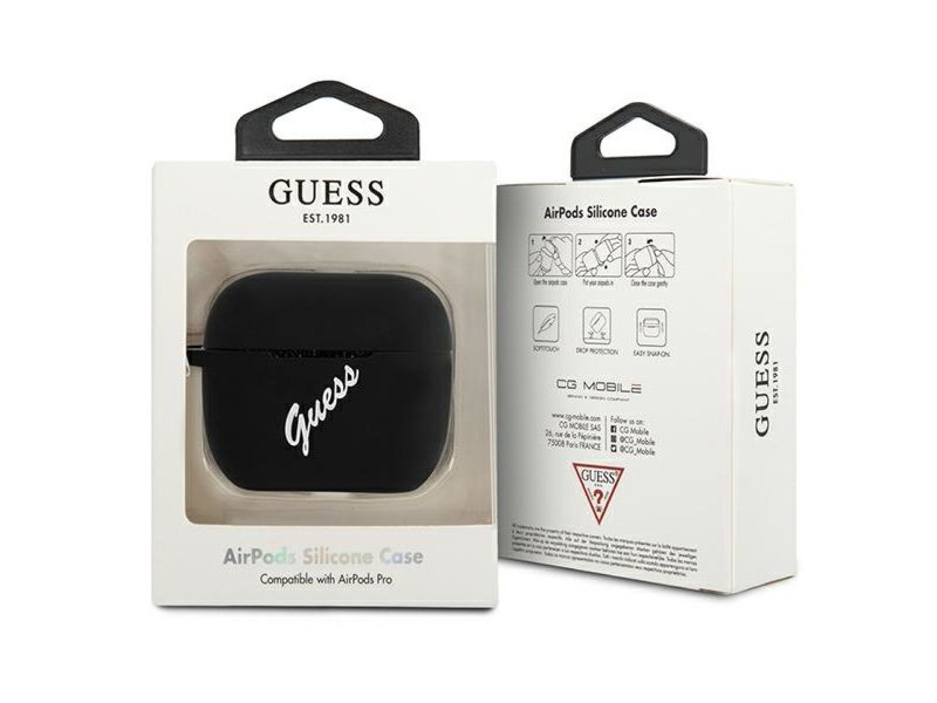 Guess GUACAPLSVSBW AirPods Pro cover black/white Silicone Vintage