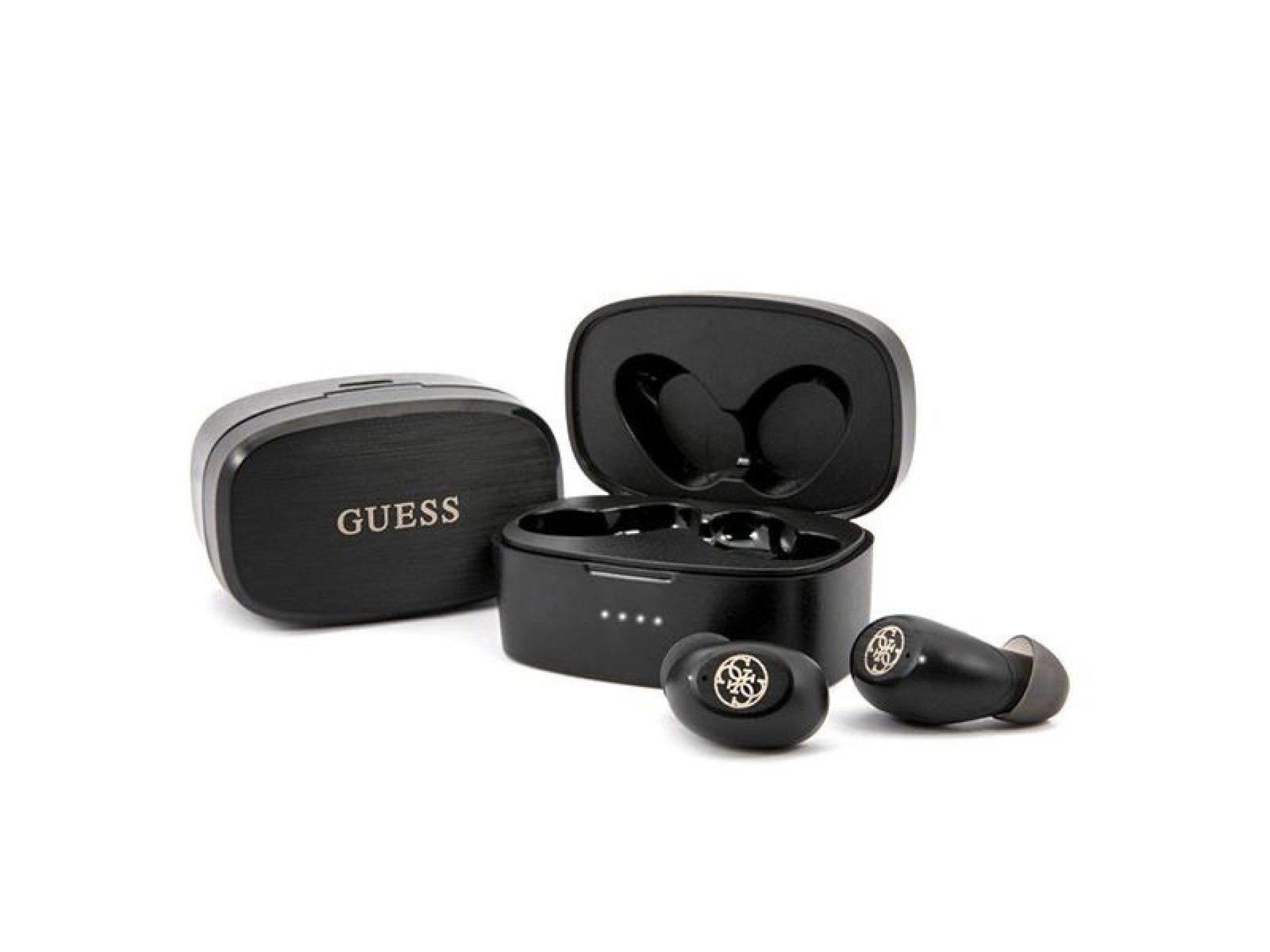 Auriculares Bluetooth TWS Guess GUTWSJL4GBK + base de carga 4G negra/negra