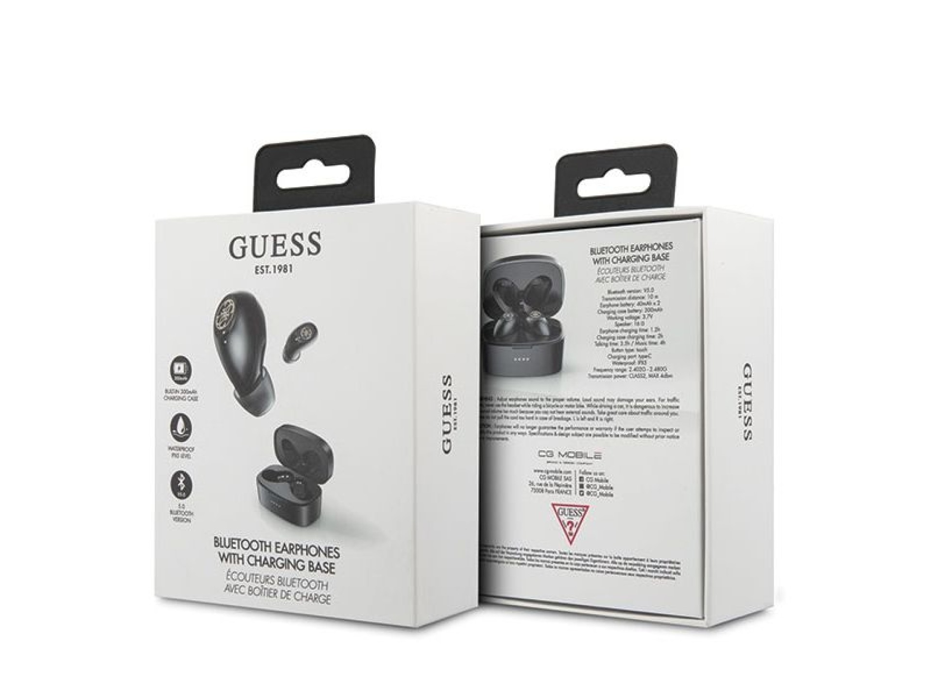 Auriculares Bluetooth TWS Guess GUTWSJL4GBK + base de carga 4G negra/negra