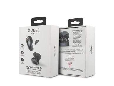 Fones de ouvido Bluetooth Guess GUTWSJL4GBK TWS + base de carregamento 4G preta/preta Fones de ouvido Bluetooth Guess GUTWSJL4GBK TWS + base de carregamento 4G preta/preta