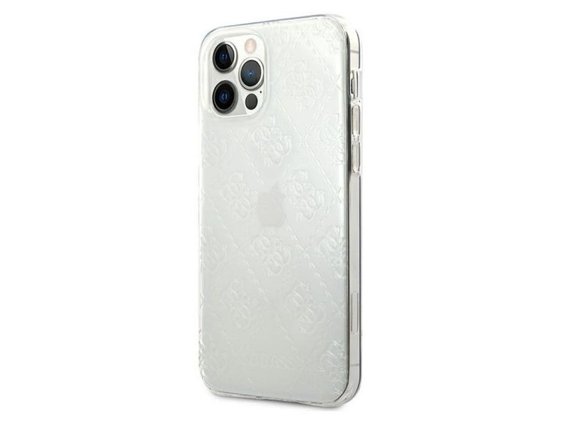 Capa rígida transparente Guess GUHCP12M3D4GTR para iPhone 12/12 Pro de 6,1" com padrão 3D e tecnolog
