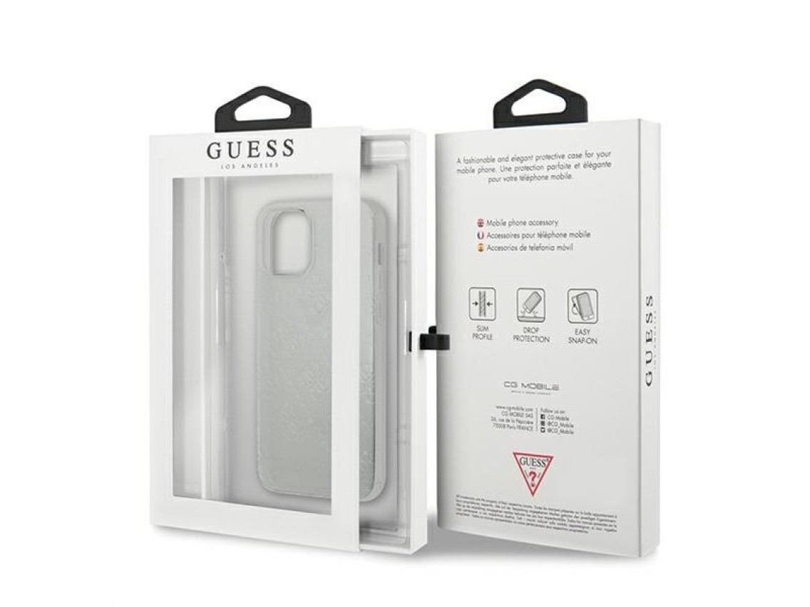 Capa rígida transparente Guess GUHCP12S3D4GTR para iPhone 12 mini 5.4" 4G com estampa 3D.