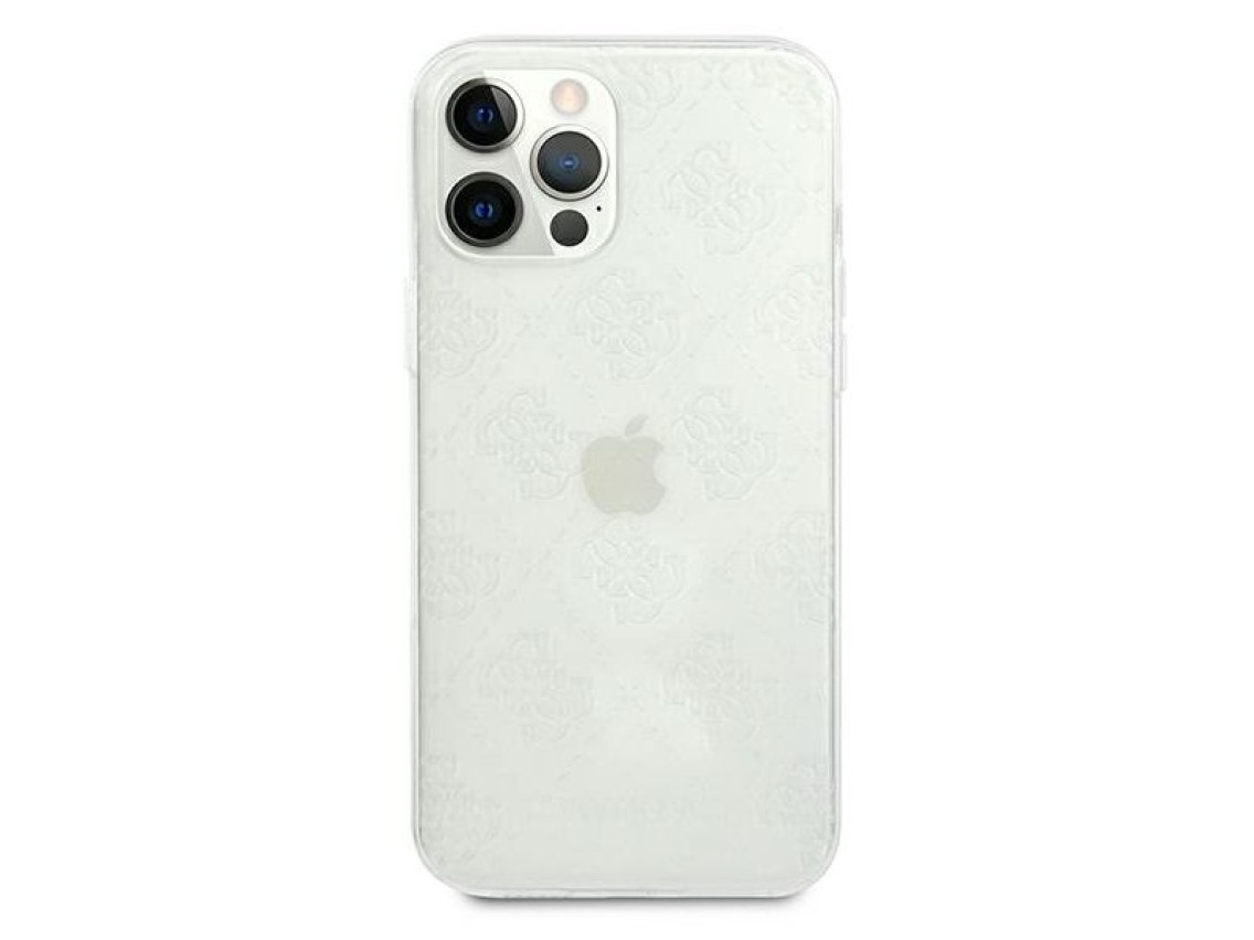 Capa rígida transparente Guess GUHCP12M3D4GTR para iPhone 12/12 Pro de 6,1" com padrão 3D e tecnolog