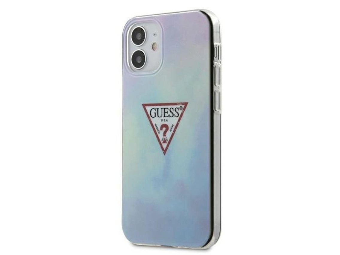 Funda rígida azul para iPhone 12 mini de 5,4" de Guess GUHCP12SPCUMCGC02, colección Tie & Dye.