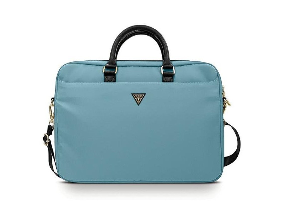 Bolsa Guess de nylon com logo triangular para laptop de 16" - azul