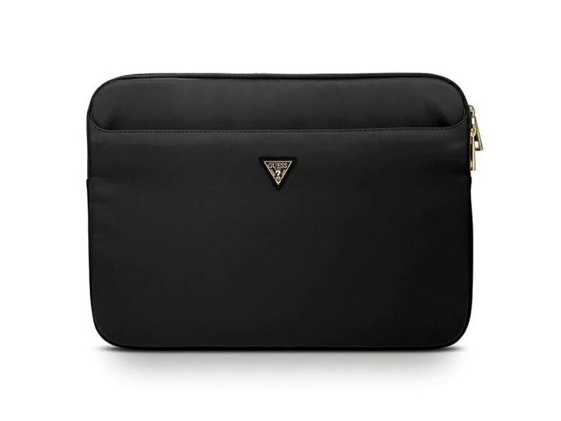 Capa Guess de nylon com logotipo triangular para laptop de 13" - preta