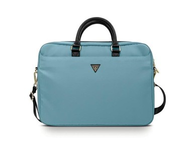 Bolsa Guess de nylon com logo triangular para laptop de 16" - azul Bolsa Guess de nylon com logo triangular para laptop de 16" - azul
