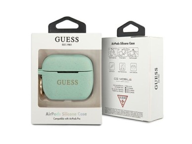 Capa Guess GUACAPSILGLGN para AirPods Pro, verde/verde, de silicone com glitter.