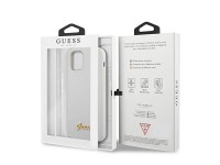 Funda rígida Guess GUHCP12SLSLMGWH para iPhone 12 mini de 5,4" blanca/blanca con logotipo metálico y Funda rígida Guess GUHCP12SLSLMGWH para iPhone 12 mini de 5,4" blanca/blanca con logotipo metálico y