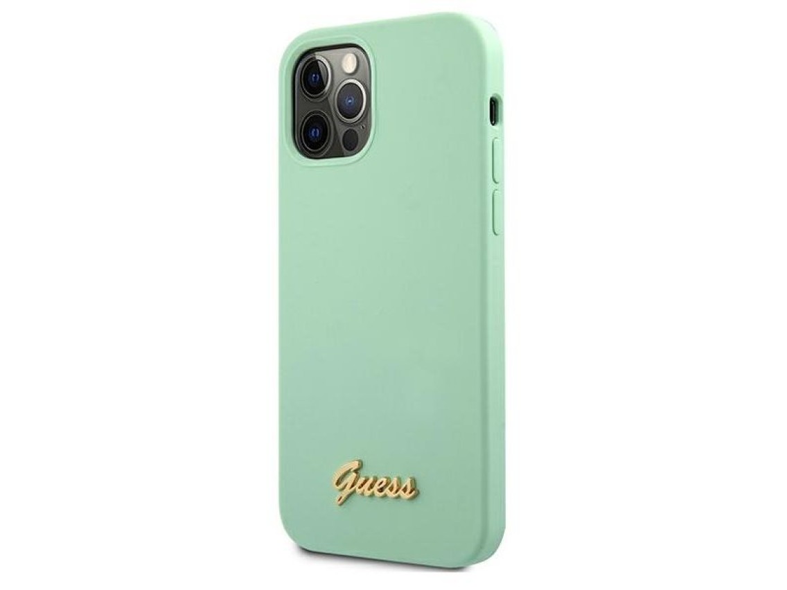 Guess Metal Logo Script Case for iPhone 12 Pro Max 6.7" - Green