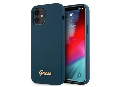 Guess GUHCP12SLSLMGBL iPhone 12 mini 5.4" blue/blue hardcase Metal Logo Script Guess GUHCP12SLSLMGBL iPhone 12 mini 5.4" blue/blue hardcase Metal Logo Script