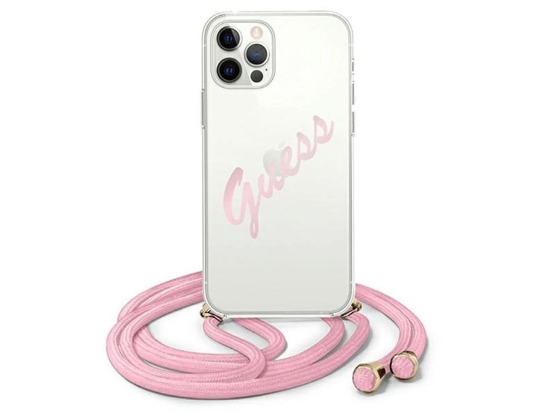 Funda rígida Guess GUHCP12MCRTVSPI para iPhone 12/12 Pro de 6,1" rosa/rosa con diseño vintage.
