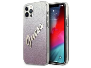 Guess GUHCP12LPCUGLSPI iPhone 12 Pro Max 6.7" pink/pink hardcase Glitter Gradient Script