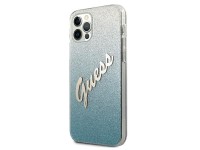 Capa r�gida Guess GUHCP12MPCUGLSBL para iPhone 12/12 Pro de 6,1" azul/azul com glitter e inscri��o e