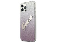 Capa r�gida rosa/rosa com glitter e inscri��o em degrad� da Guess (GUHCP12LPCUGLSPI) para iPhone 12 