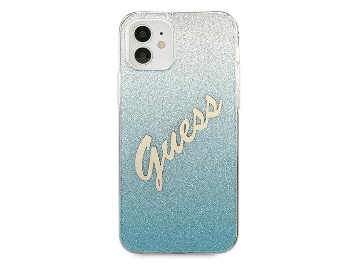 Guess GUHCP12SPCUGLSBL iPhone 12 mini 5.4" blue/blue hardcase Glitter Gradient Script