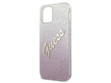 Capa rígida rosa/rosa com glitter e inscrição em degradê da Guess (GUHCP12SPCUGLSPI) para iPhone 12 Capa rígida rosa/rosa com glitter e inscrição em degradê da Guess (GUHCP12SPCUGLSPI) para iPhone 12