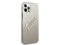 Capa rígida dourada/dourada Guess GUHCP12LPCUGLSGO para iPhone 12 Pro Max 6.7" com glitter e inscriç Capa rígida dourada/dourada Guess GUHCP12LPCUGLSGO para iPhone 12 Pro Max 6.7" com glitter e inscriç
