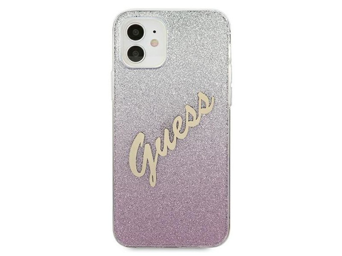 Guess GUHCP12SPCUGLSPI iPhone 12 mini 5.4" pink/pink hardcase Glitter Gradient Script