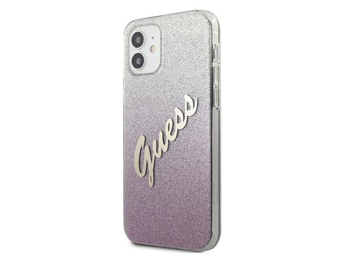 Guess GUHCP12SPCUGLSPI iPhone 12 mini 5.4" pink/pink hardcase Glitter Gradient Script