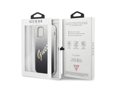 Funda rígida Guess GUHCP12LPCUGLSBK para iPhone 12 Pro Max de 6,7" en negro/negro con diseño de letr Funda rígida Guess GUHCP12LPCUGLSBK para iPhone 12 Pro Max de 6,7" en negro/negro con diseño de letr