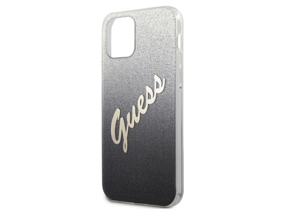 Funda r�gida Guess GUHCP12MPCUGLSBK para iPhone 12/12 Pro de 6,1" en negro/negro con dise�o de letra